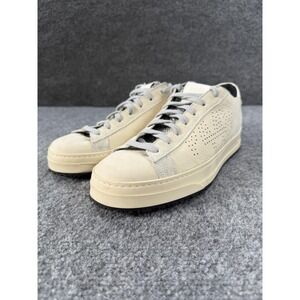 P448 Shoes Mens Size 7 Beige Leather Low Top Casual Sneakers Lace Up Made Italy